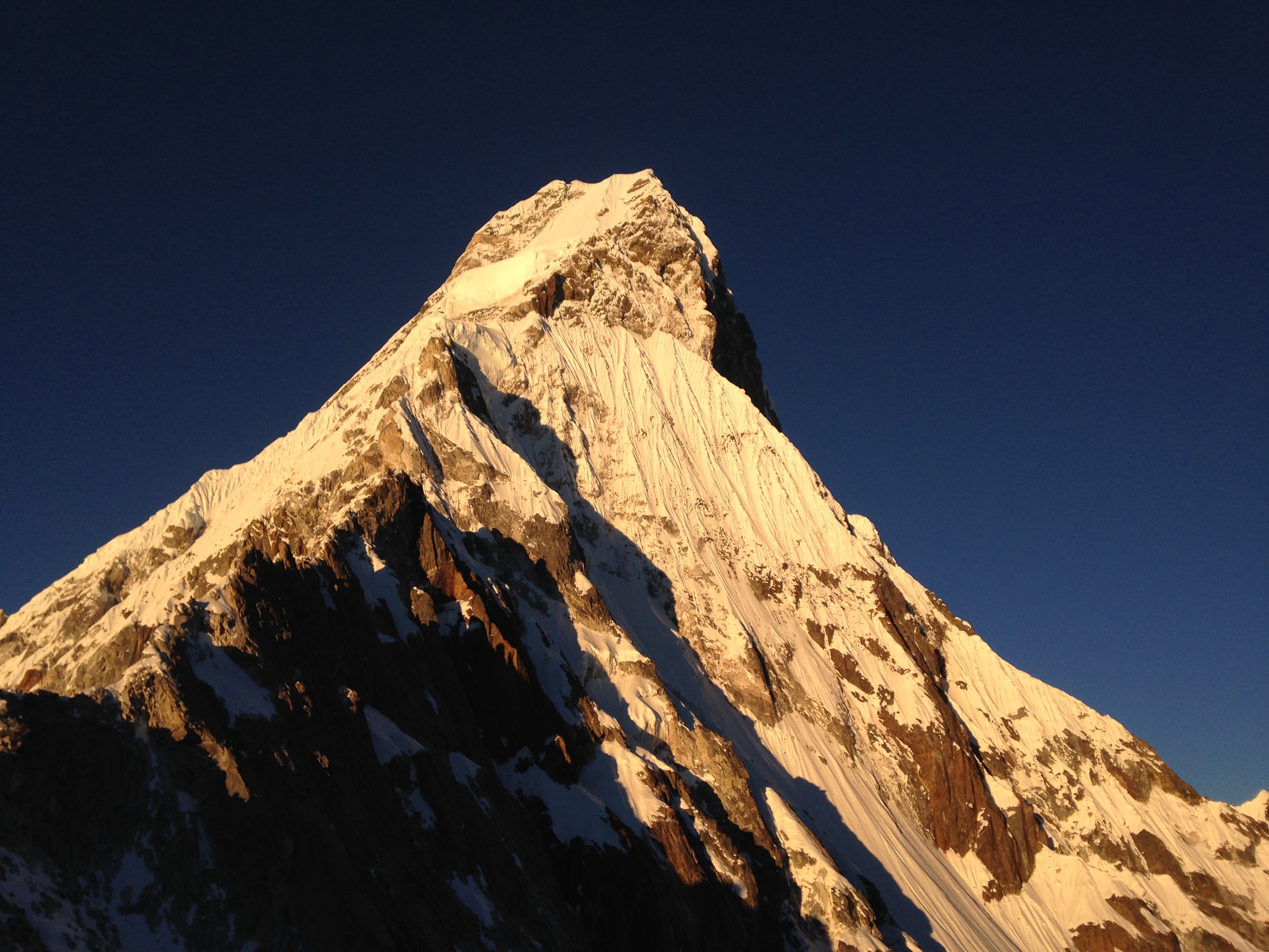 Alpenglow seen on the Dablam