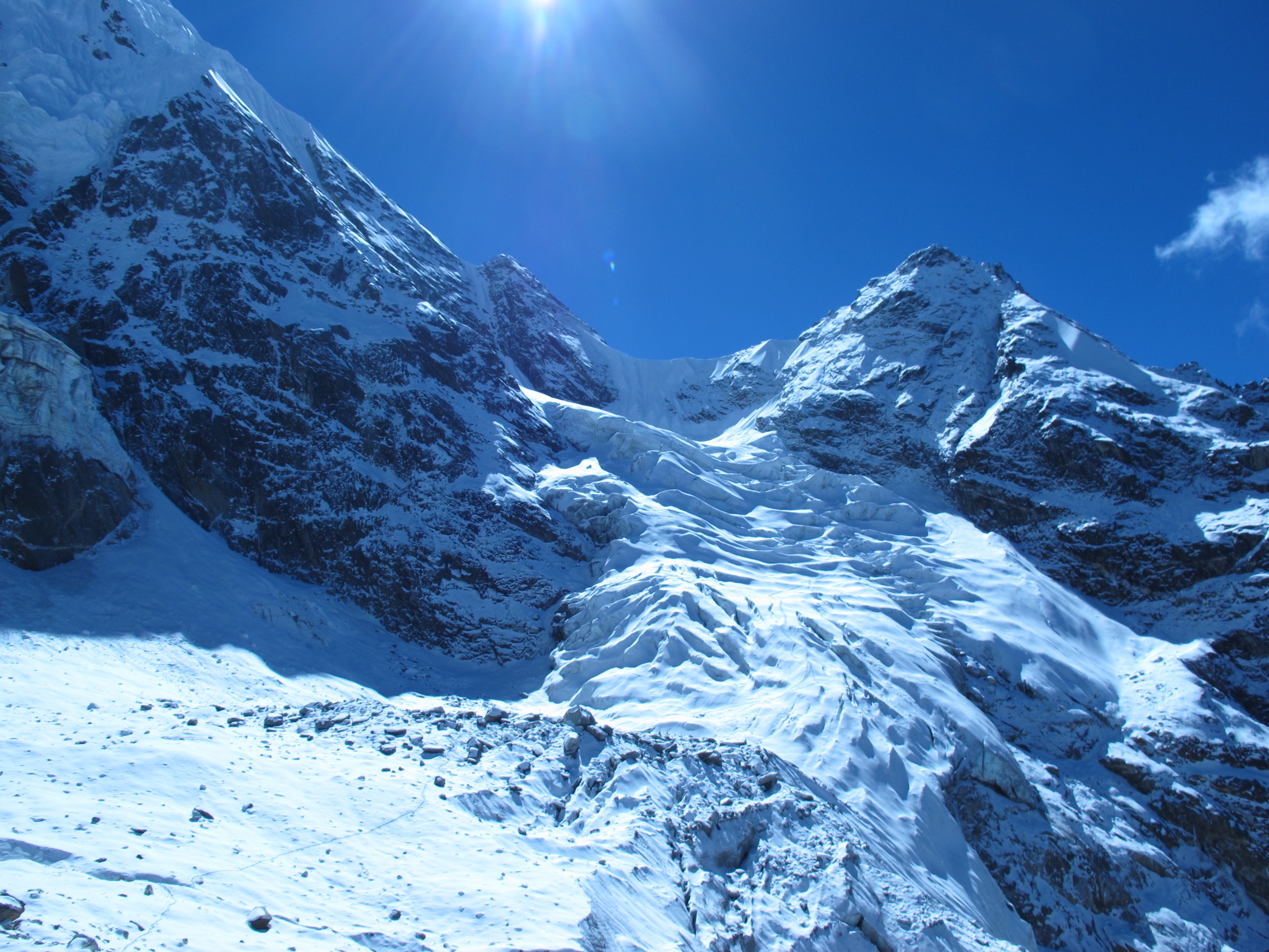 Cholatse crevassed glacier