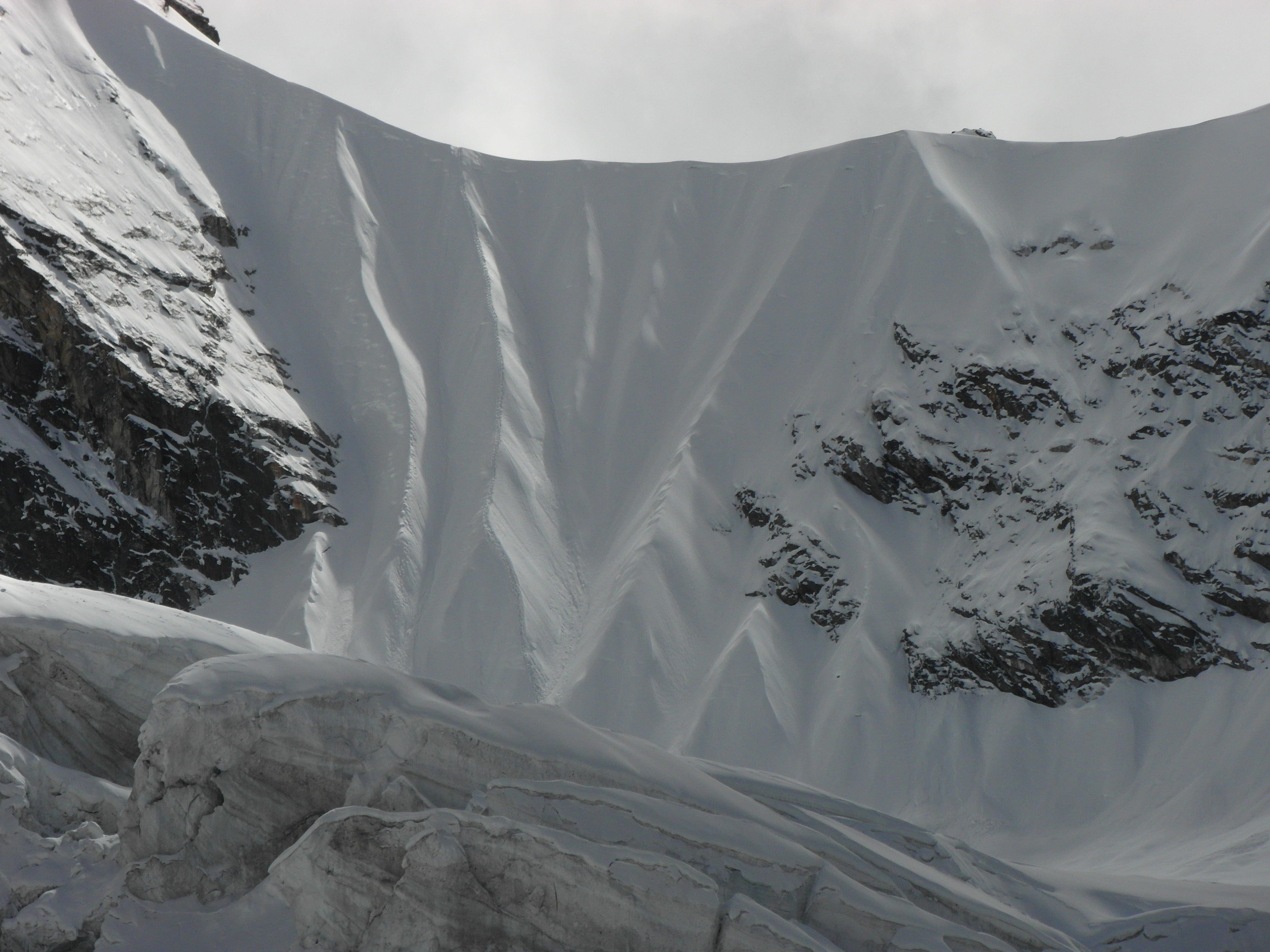 The headwall leading to high camp